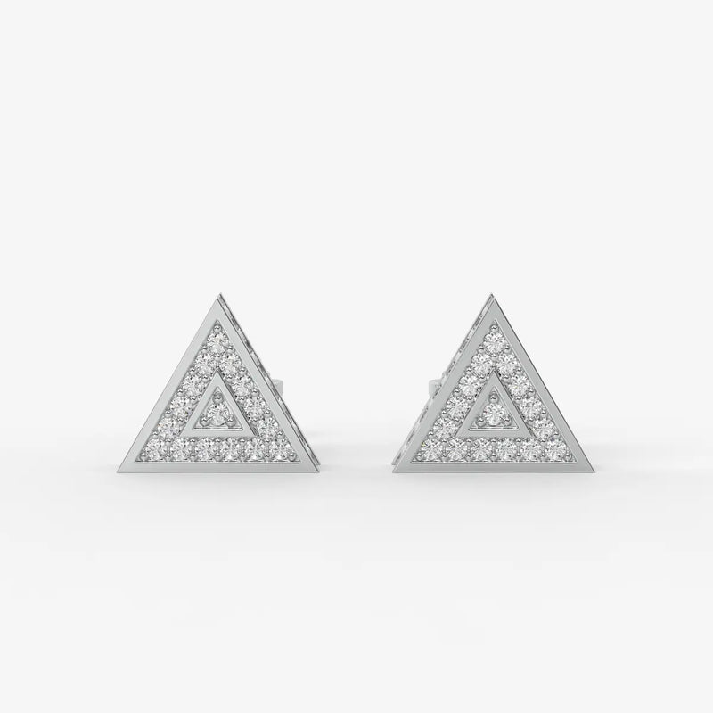 Double Delta Diamond Stud Earrings