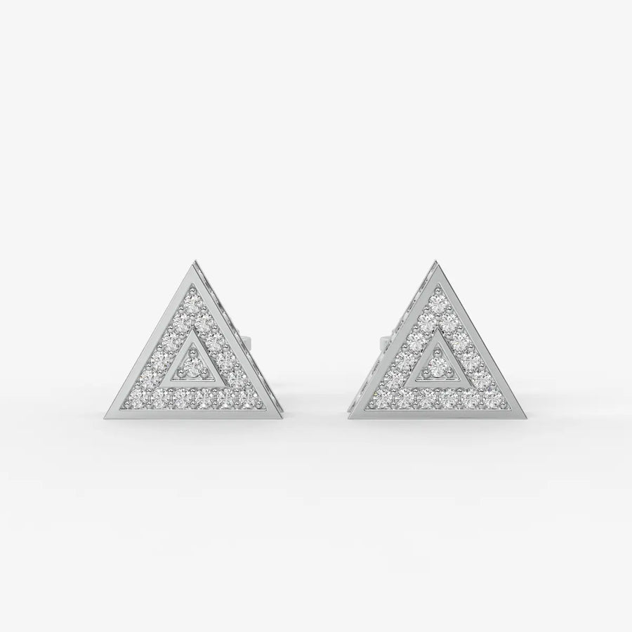 Double Delta Diamond Stud Earrings