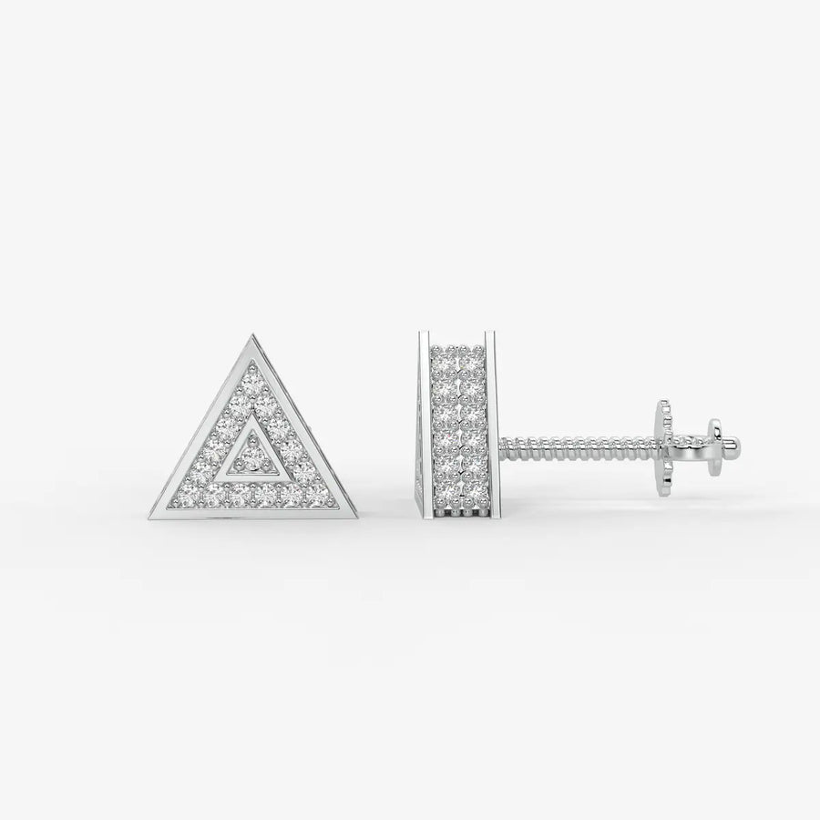 Double Delta Diamond Stud Earrings