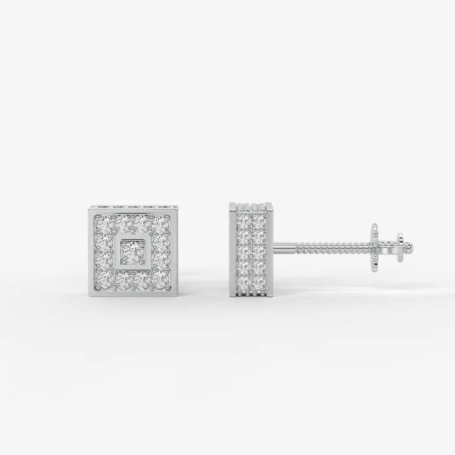 Crown Circuit Diamond Stud Earrings