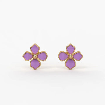 Lavender Petal Charm Flower Earrings