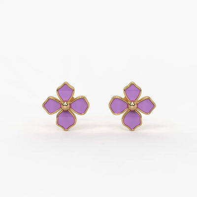 Lavender Petal Charm Flower Earrings