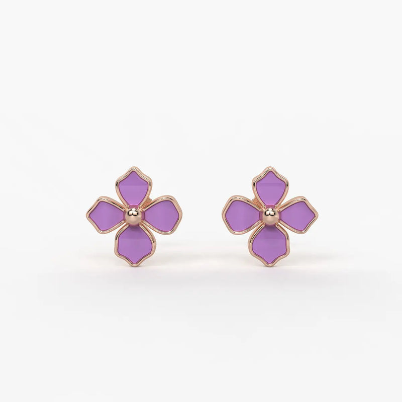 Lavender Petal Charm Flower Earrings