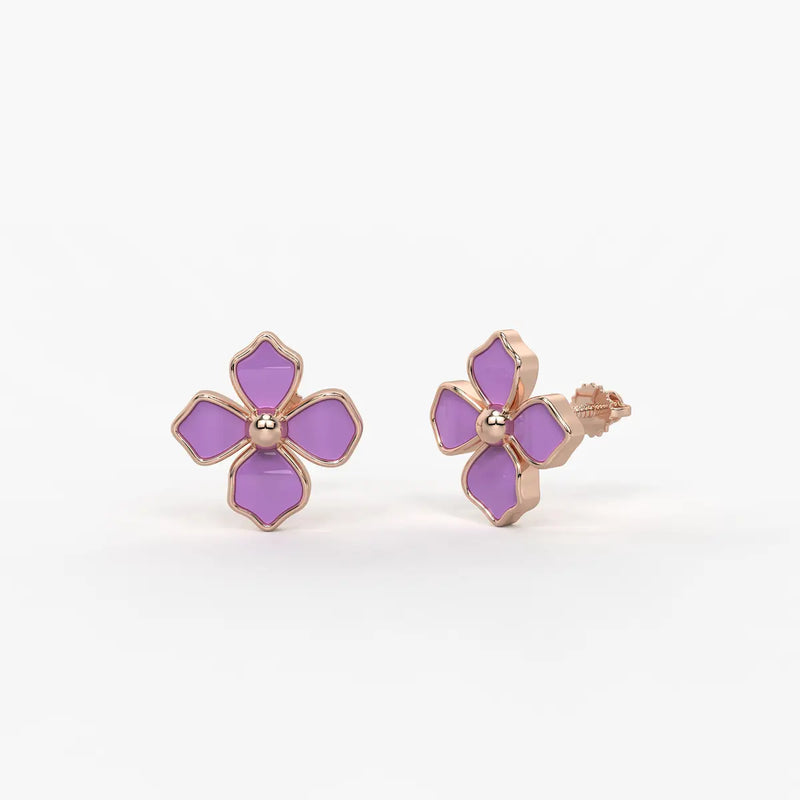 Lavender Petal Charm Flower Earrings