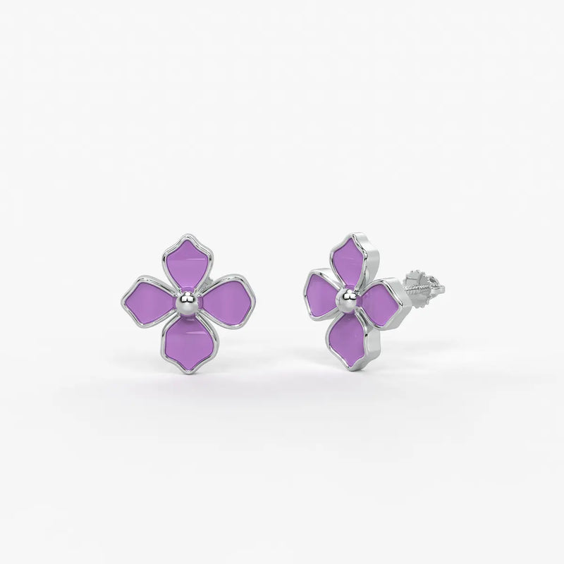 Lavender Petal Charm Flower Earrings