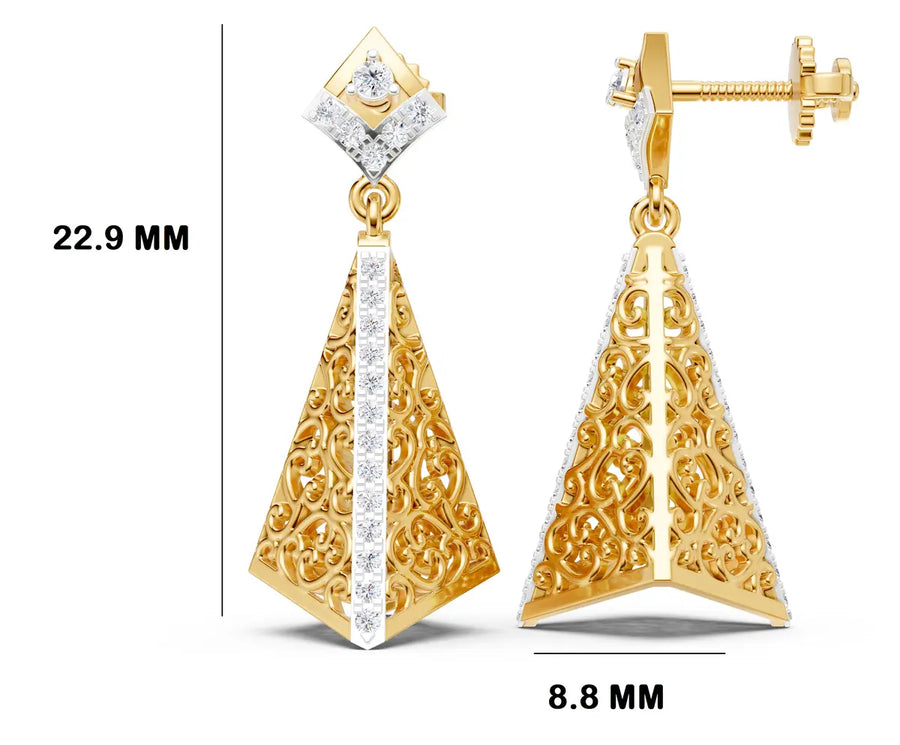 Pyramidal Filigree Diamond Jhumki