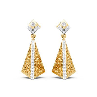 Pyramidal Filigree Diamond Jhumki