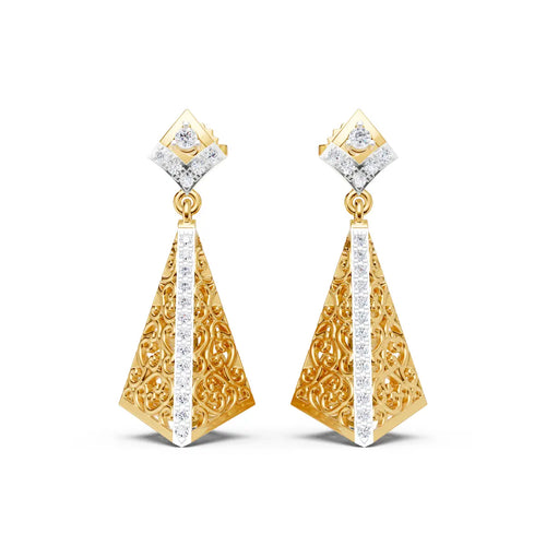 Pyramidal Filigree Diamond Jhumki