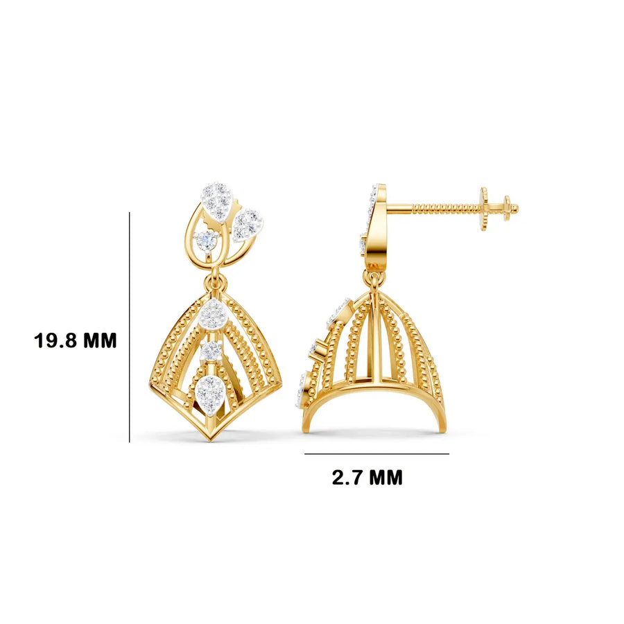 Vyanira Teardrop Lattice Jhumki