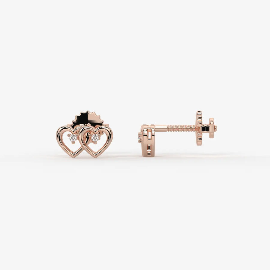 Duorra Kissed Hearts Diamond Stud Earrings