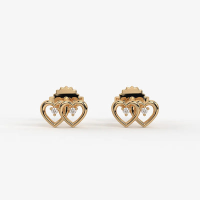 Duorra Kissed Hearts Diamond Stud Earrings
