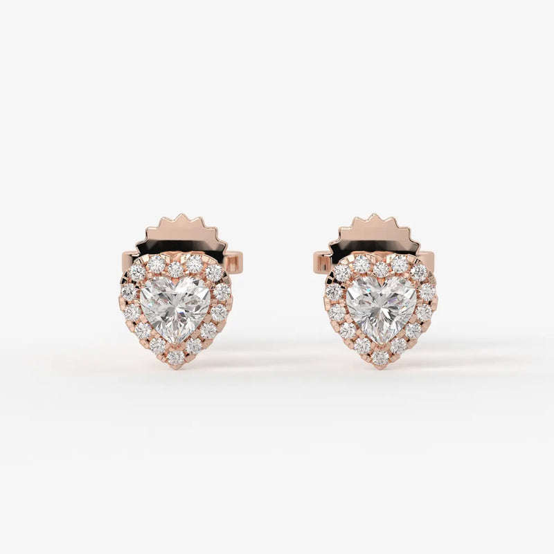 Lovelle Halo Heart Diamond Stud Earrings