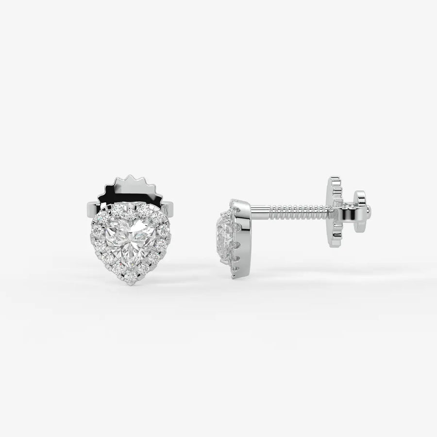 Lovelle Halo Heart Diamond Stud Earrings