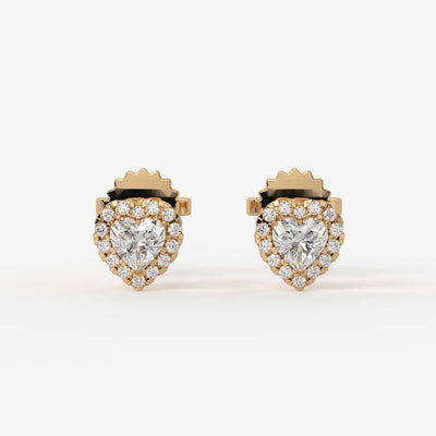 Lovelle Halo Heart Diamond Stud Earrings
