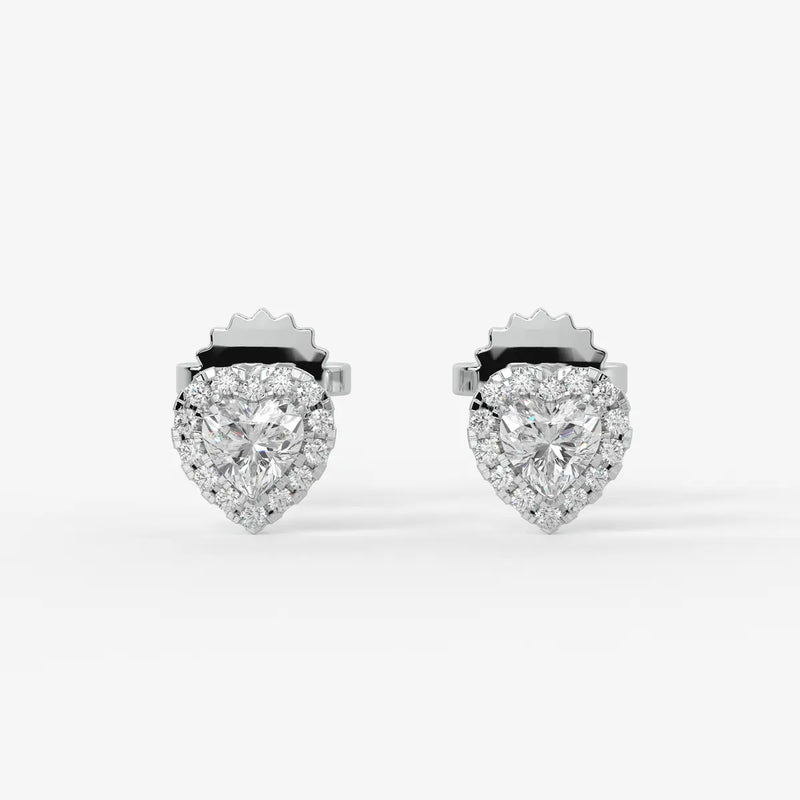 Lovelle Halo Heart Diamond Stud Earrings