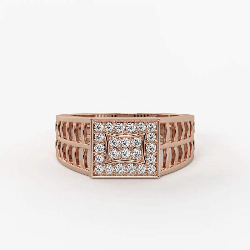 Geometric Panel Statement Ring for Men