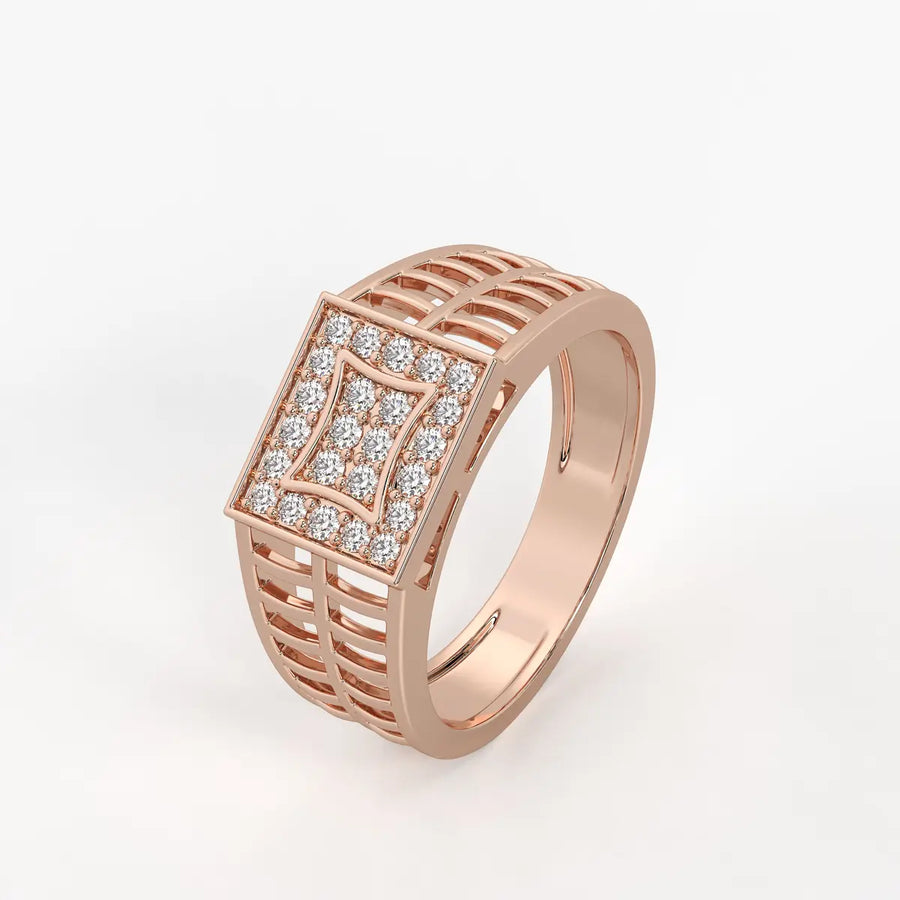 Geometric Panel Statement Ring for Men