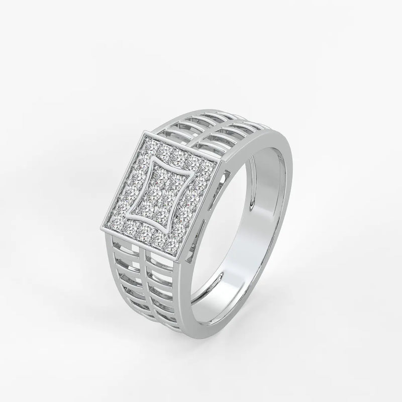 Geometric Panel Statement Ring for Men