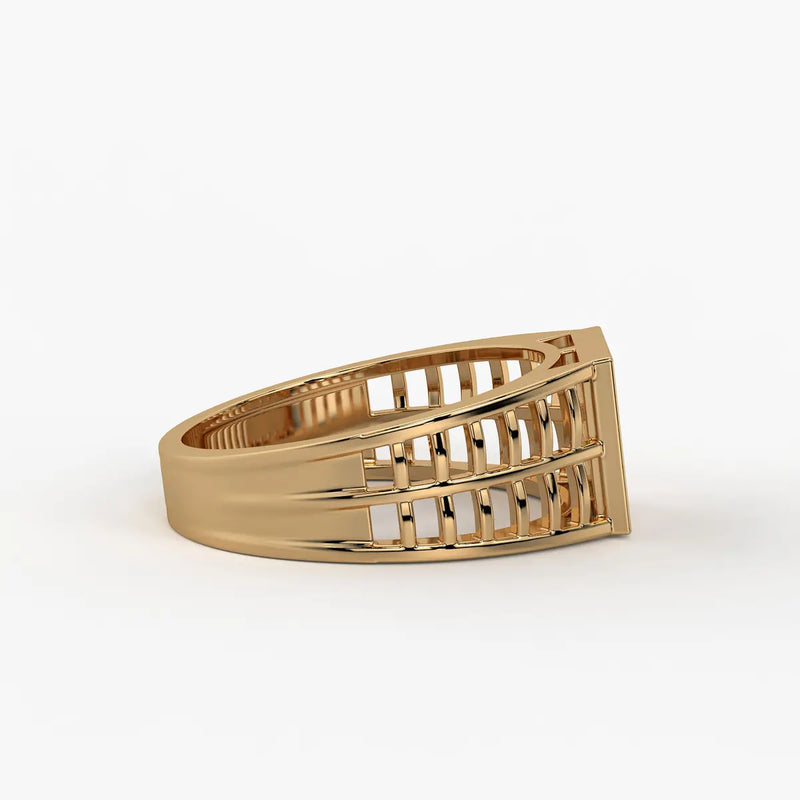 Geometric Panel Statement Ring for Men