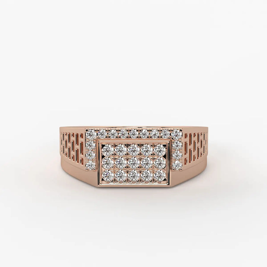 Rectangular Grid Statement Ring for Men