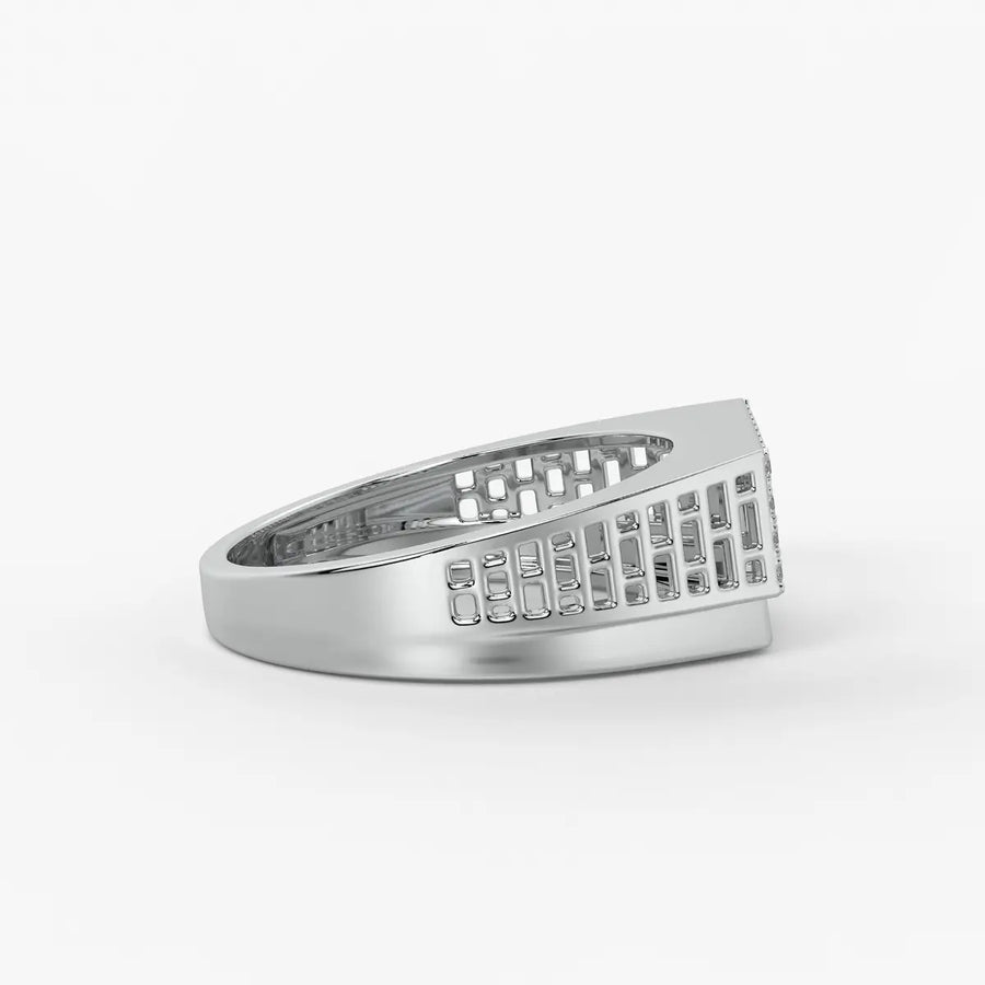 Rectangular Grid Statement Ring for Men
