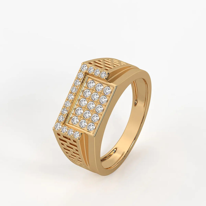 Rectangular Grid Statement Ring for Men