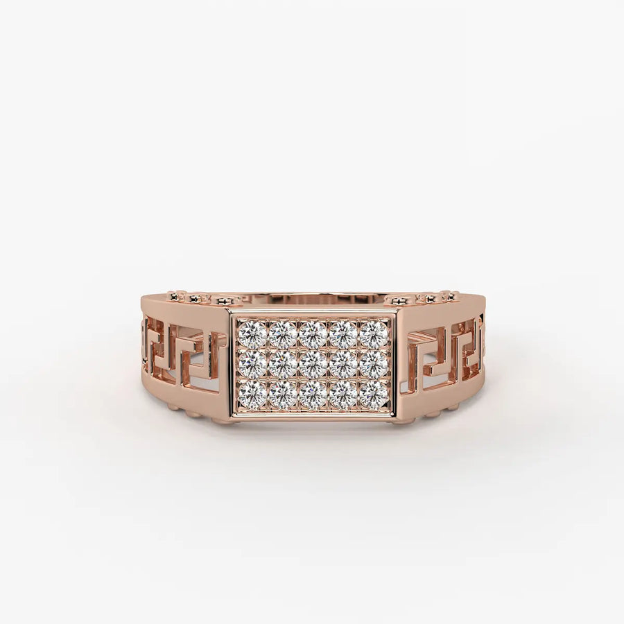Geometric Panel Statement Ring for Men