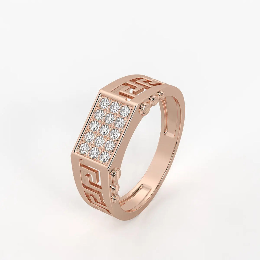 Geometric Panel Statement Ring for Men