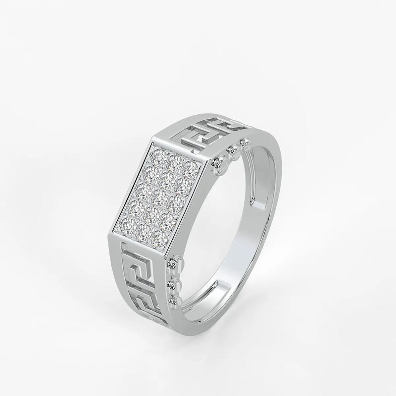 Geometric Panel Statement Ring for Men