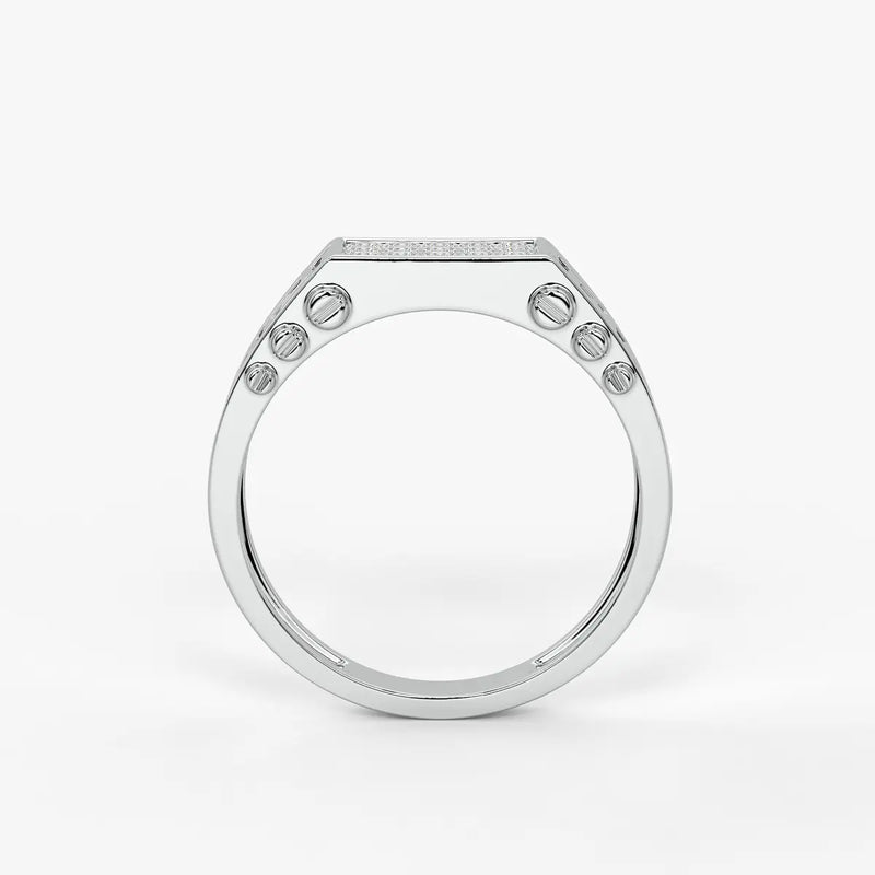 Geometric Panel Statement Ring for Men