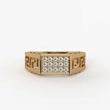 Geometric Panel Statement Ring for Men