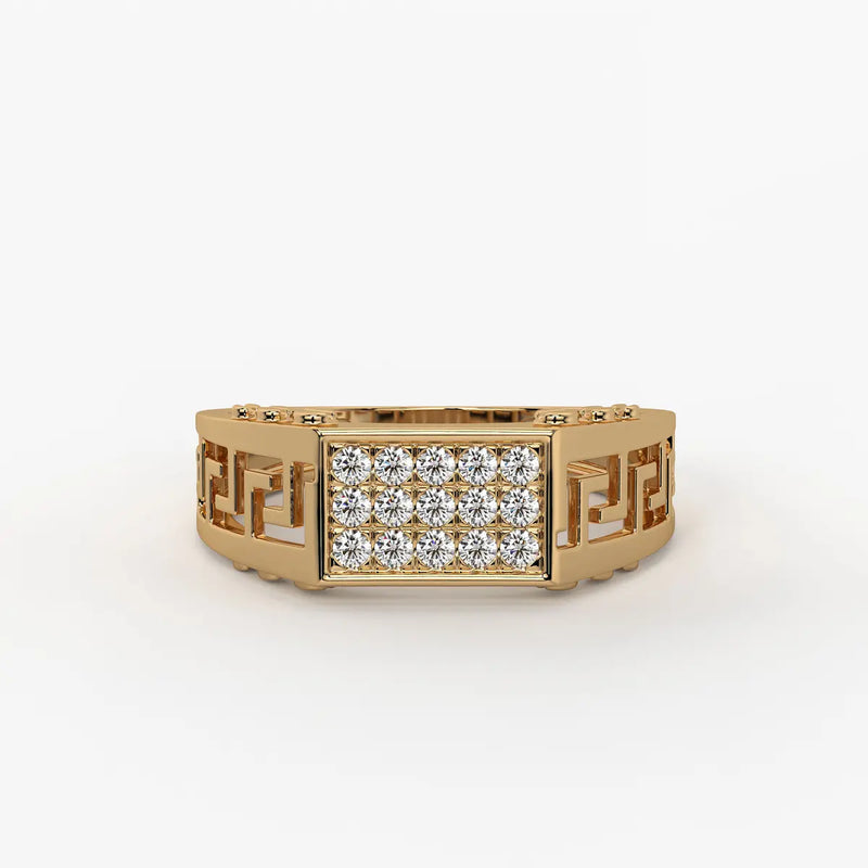 Geometric Panel Statement Ring for Men