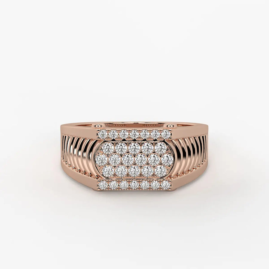 Ribbed Grid Statement Ring for Men