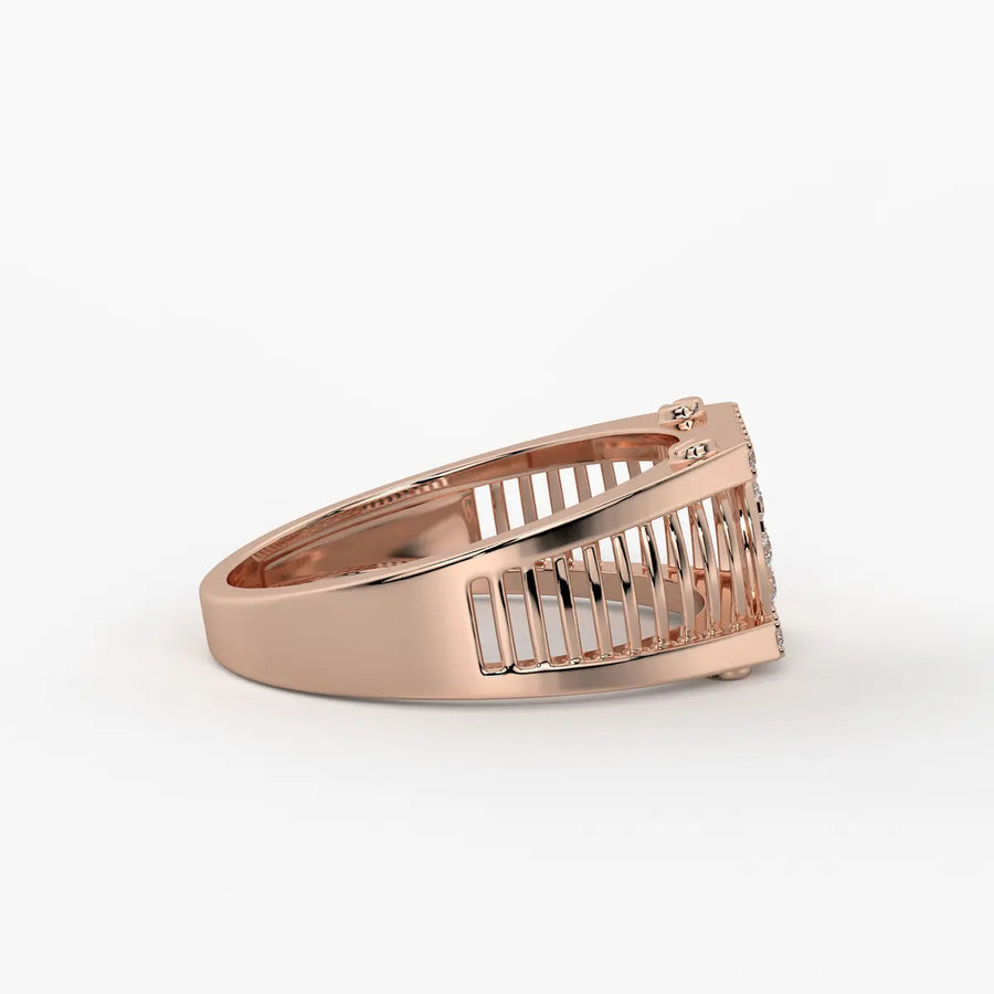 Ribbed Grid Statement Ring for Men