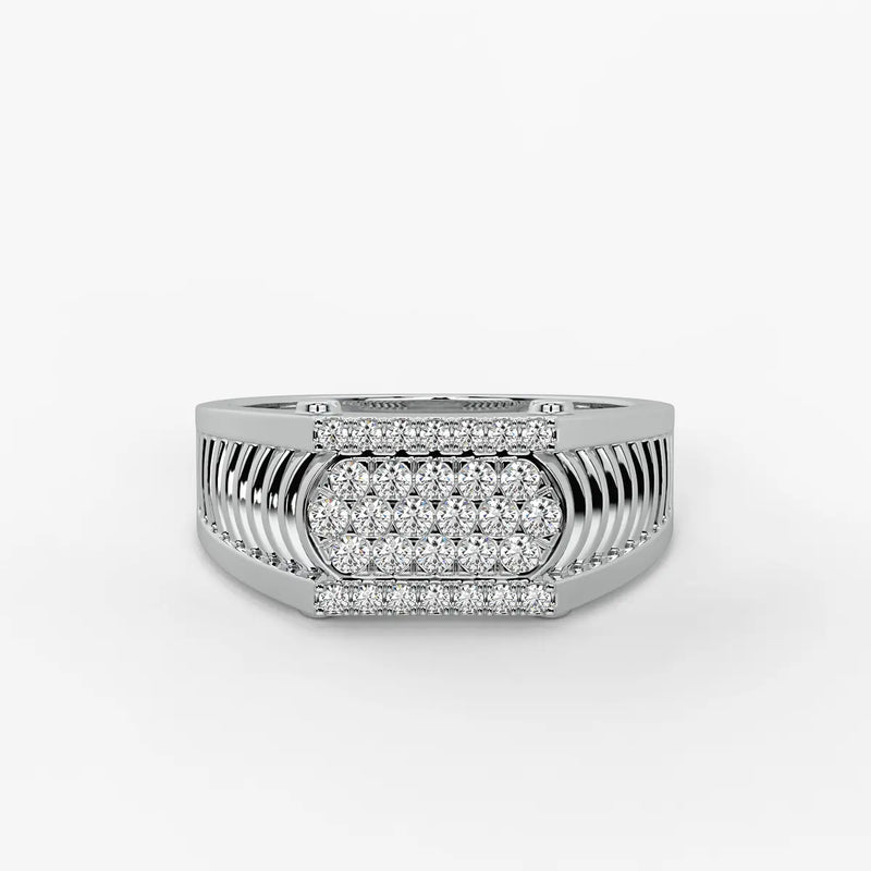 Ribbed Grid Statement Ring for Men
