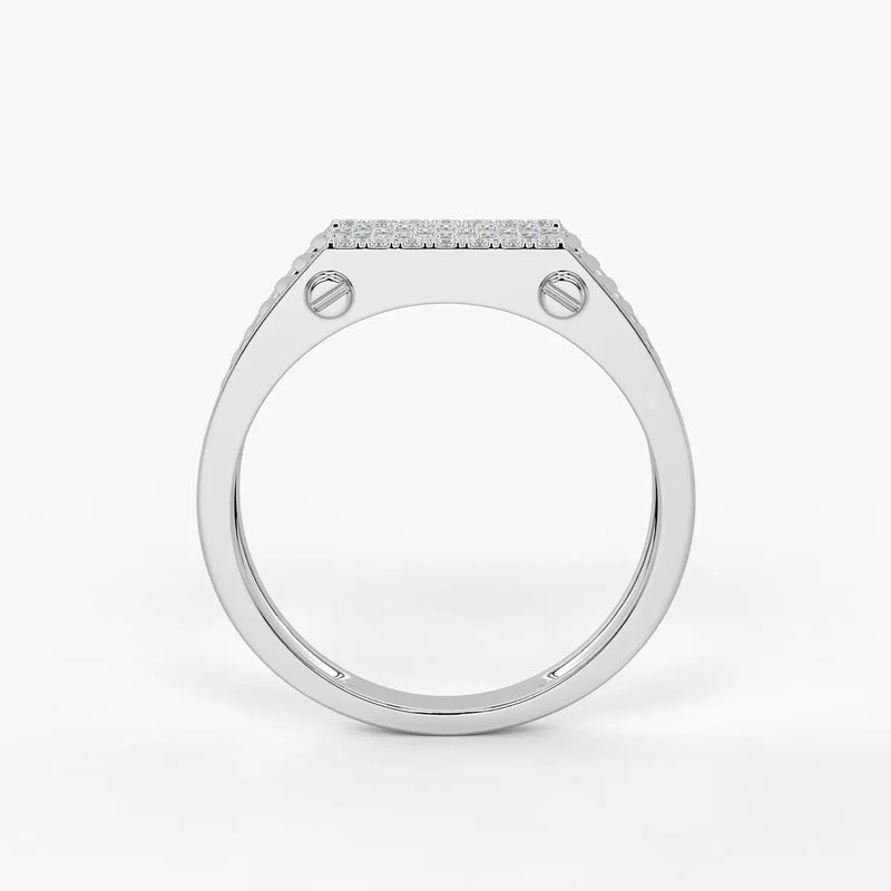 Ribbed Grid Statement Ring for Men