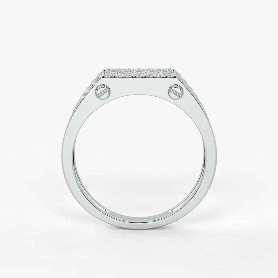 Ribbed Grid Statement Ring for Men