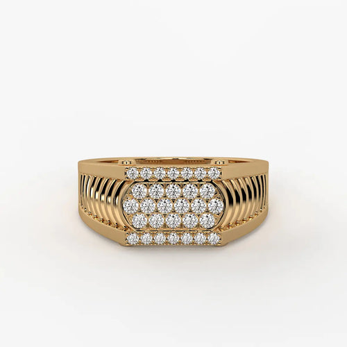 Ribbed Grid Statement Ring for Men