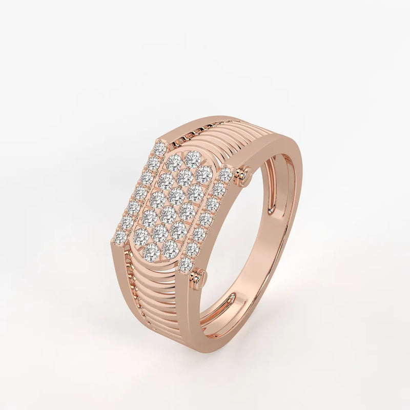 Ribbed Grid Statement Ring for Men