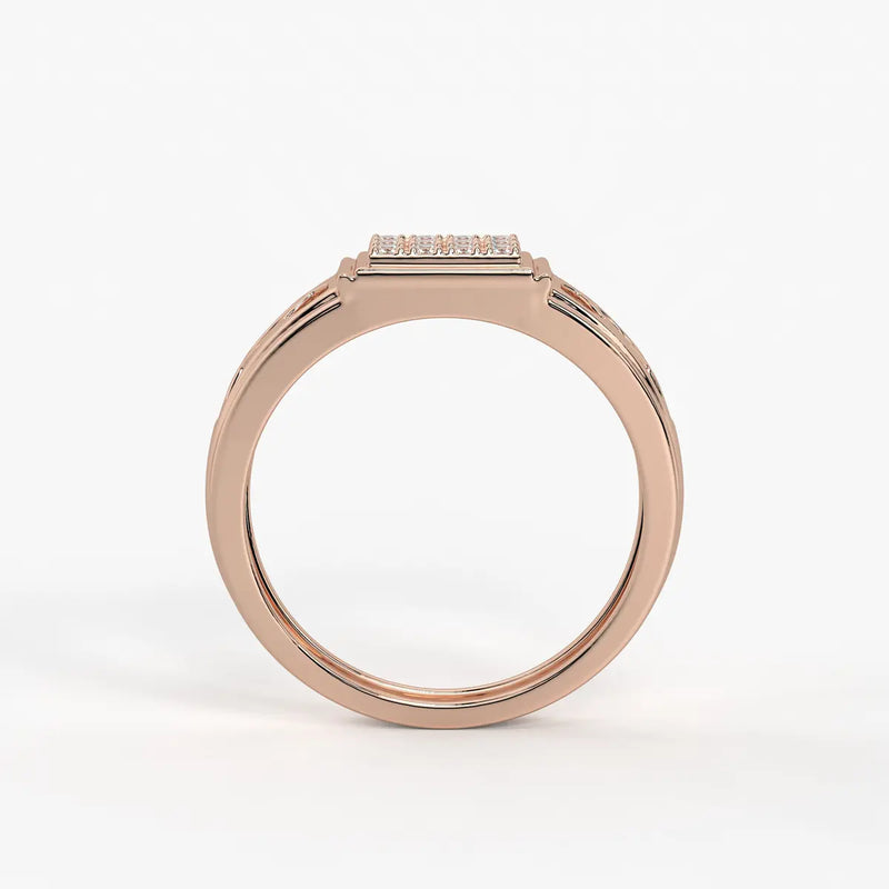 Rectangular Grid Panel Ring for Men