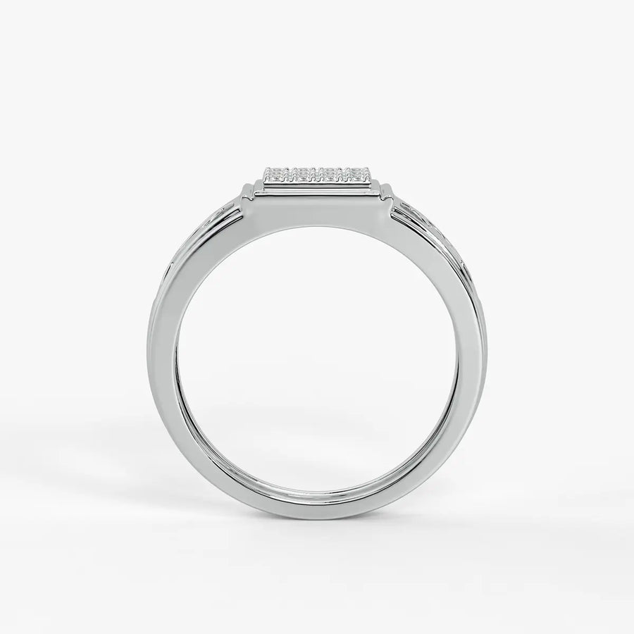 Rectangular Grid Panel Ring for Men