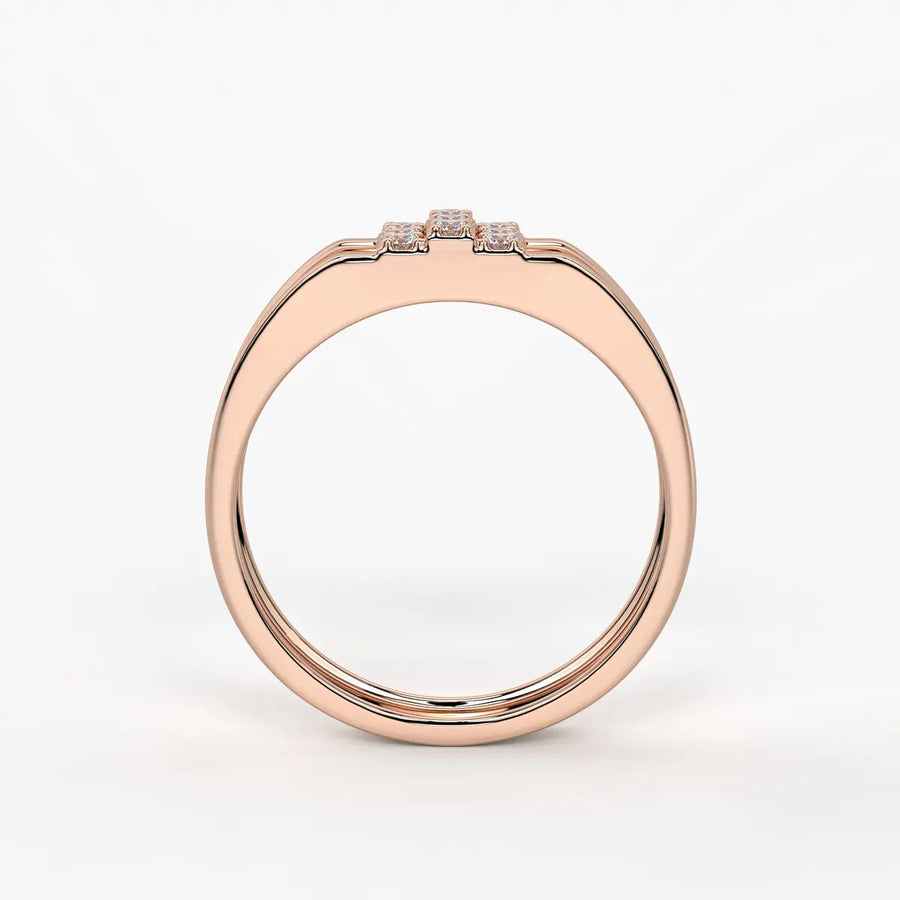 Triple Row Cluster Ring for Men