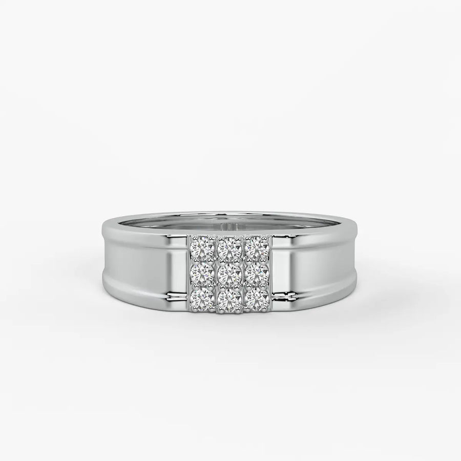 Triple Row Cluster Ring for Men