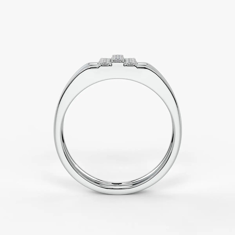 Triple Row Cluster Ring for Men