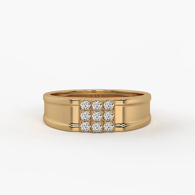 Triple Row Cluster Ring for Men