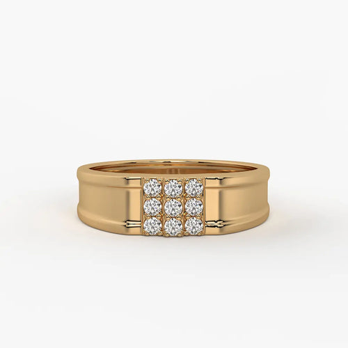 Triple Row Cluster Ring for Men