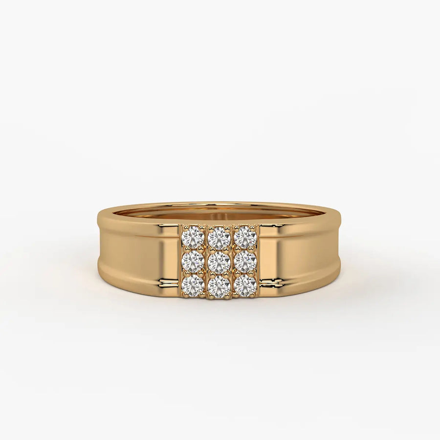 Triple Row Cluster Ring for Men