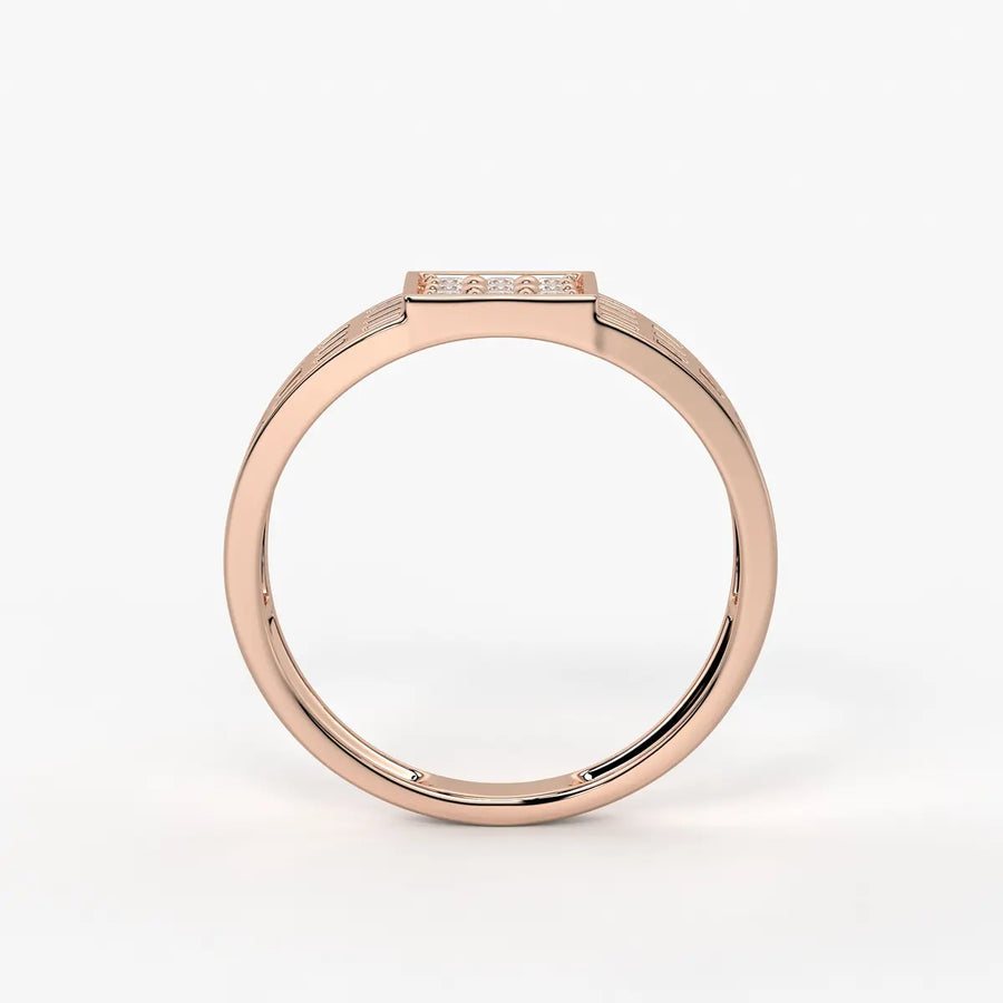 Grid Square Signet Ring for Men