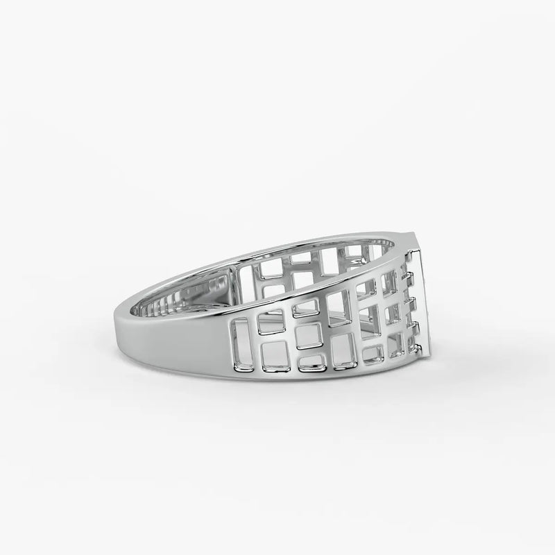 Grid Square Signet Ring for Men