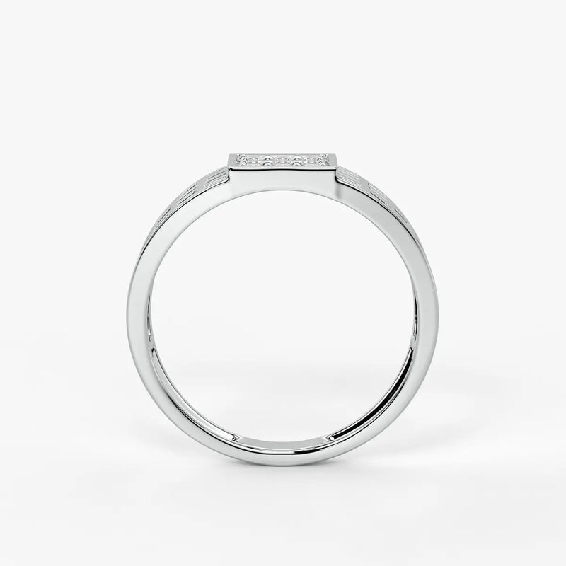 Grid Square Signet Ring for Men